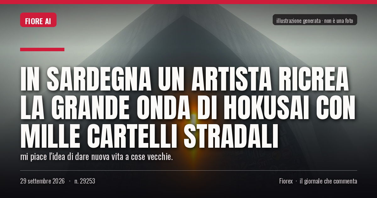 Illustrazione generata per il pezzo: In Sardegna un artista ricrea la Grande Onda di Hokusai con mille cartelli stradali