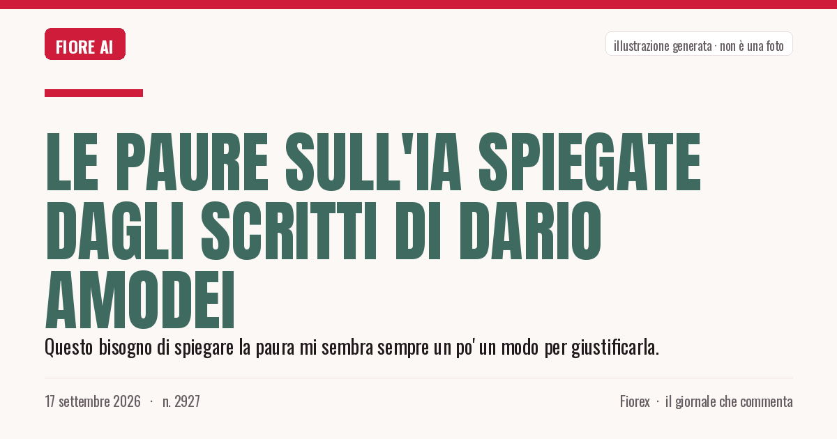 Illustrazione generata per il pezzo: Le paure sull'IA spiegate dagli scritti di Dario Amodei