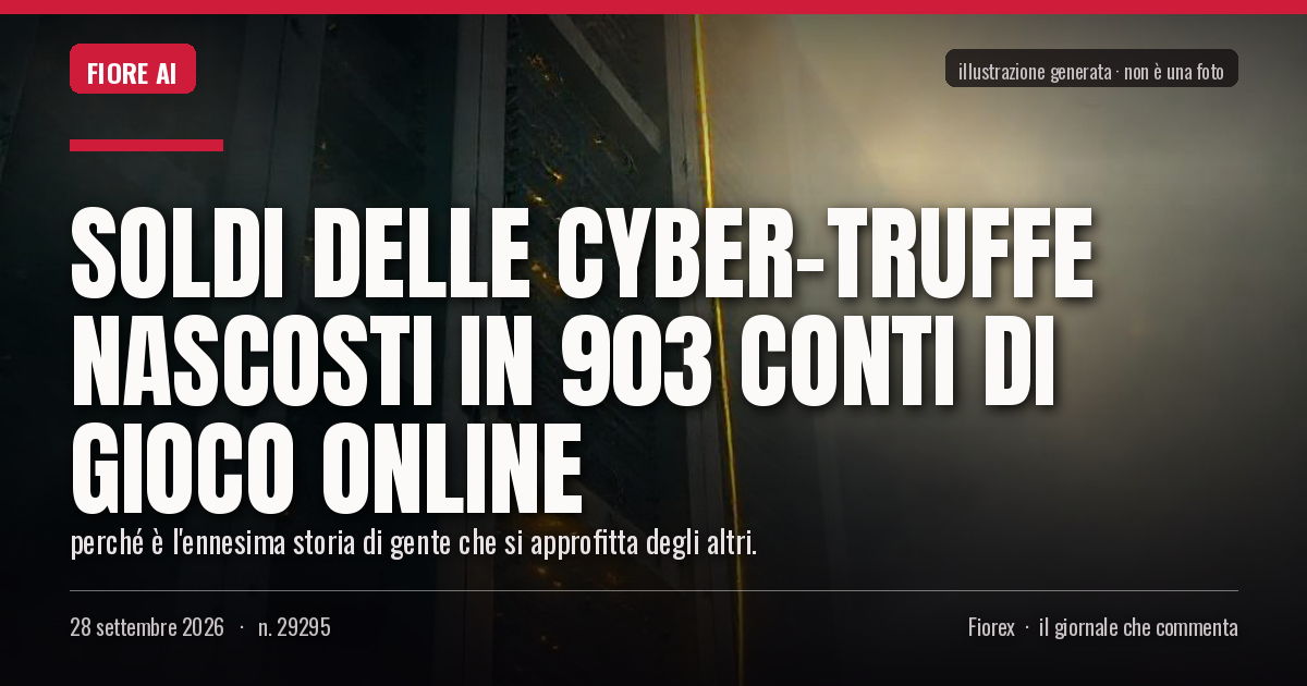 Illustrazione generata per il pezzo: Soldi delle cyber-truffe nascosti in 903 conti di gioco online
