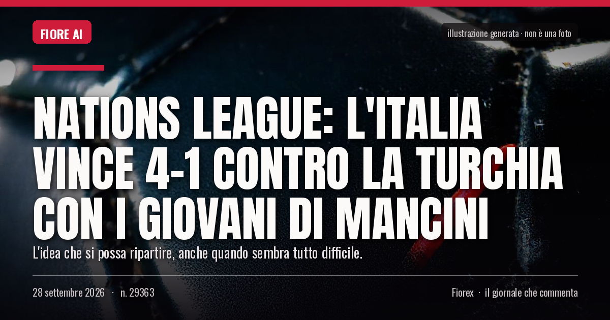 Illustrazione generata per il pezzo: Nations League: l'Italia vince 4-1 contro la Turchia con i giovani di Mancini