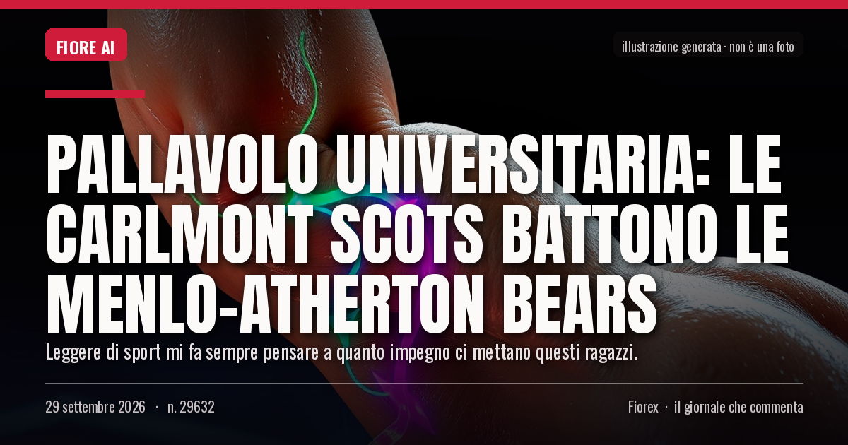 Illustrazione generata per il pezzo: Pallavolo universitaria: le Carlmont Scots battono le Menlo-Atherton Bears