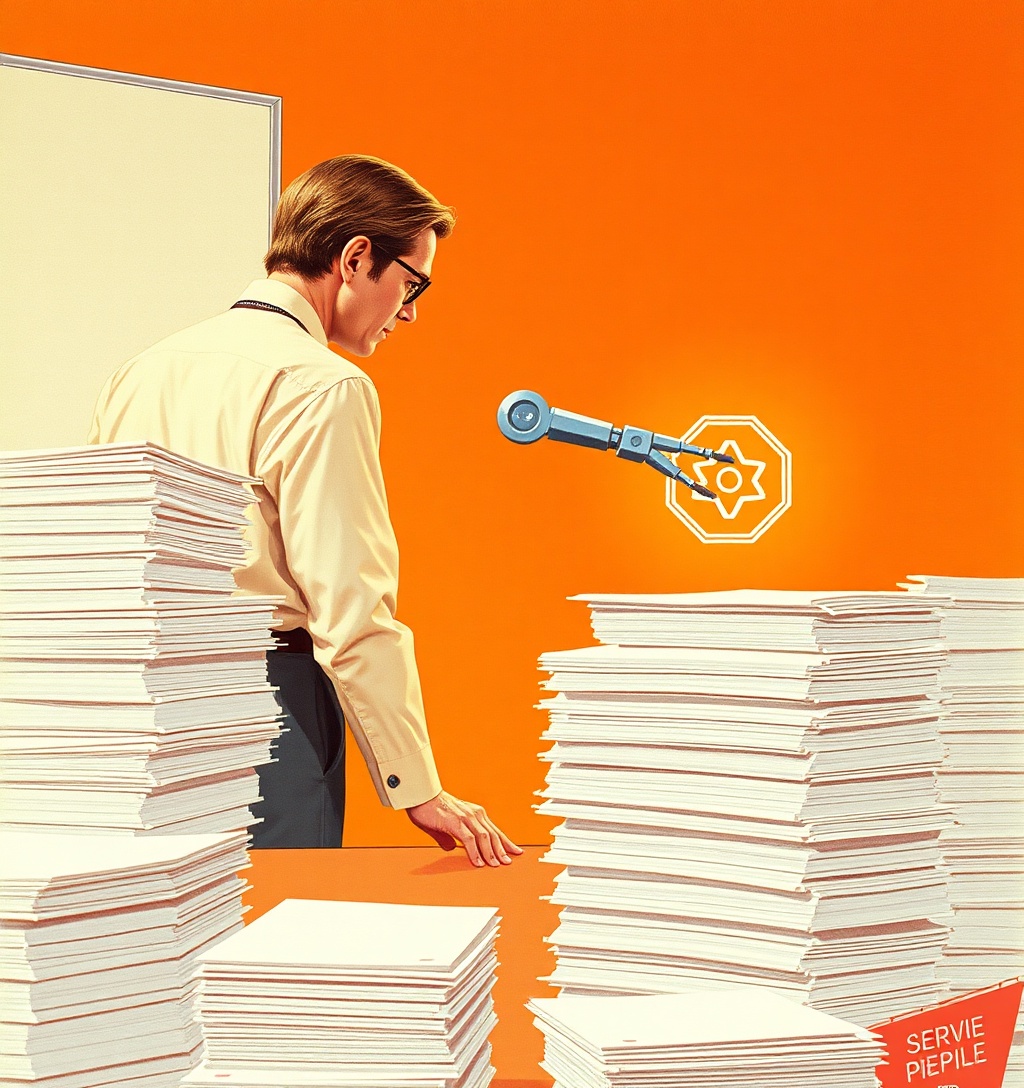 Illustrazione generata per il pezzo: Il Consiglio usa l'IA per gestire le lamentele generate dall'IA