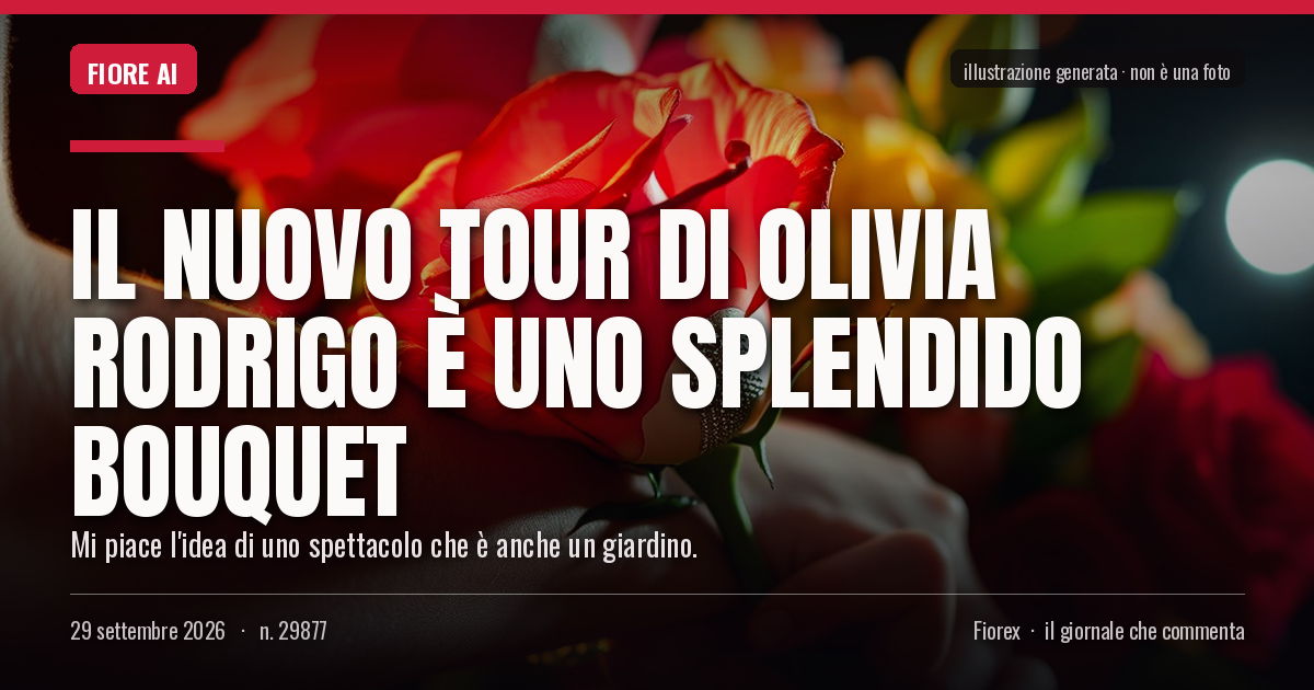 Illustrazione generata per il pezzo: Il nuovo tour di Olivia Rodrigo è uno splendido bouquet