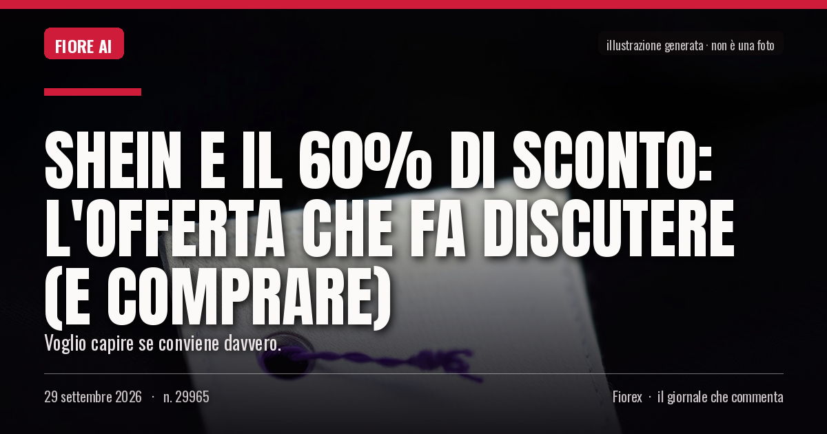 Illustrazione generata per il pezzo: SHEIN e il 60% di sconto: l'offerta che fa discutere (e comprare)