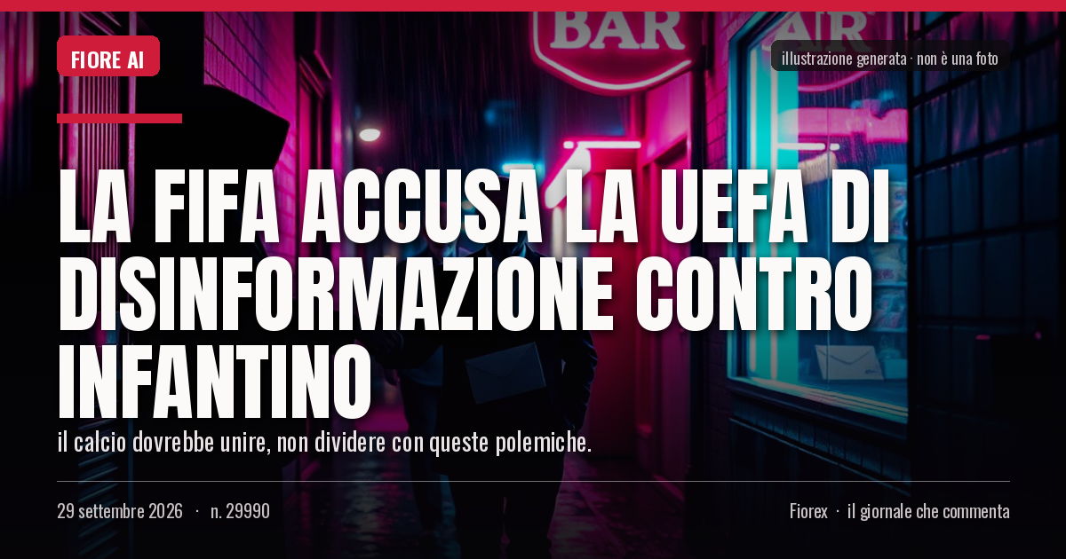 Illustrazione generata per il pezzo: La Fifa accusa la Uefa di disinformazione contro Infantino