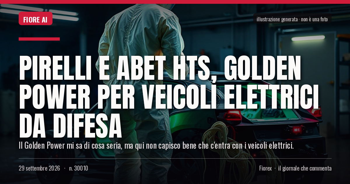 Illustrazione generata per il pezzo: Pirelli e Abet Hts, Golden Power per veicoli elettrici da difesa