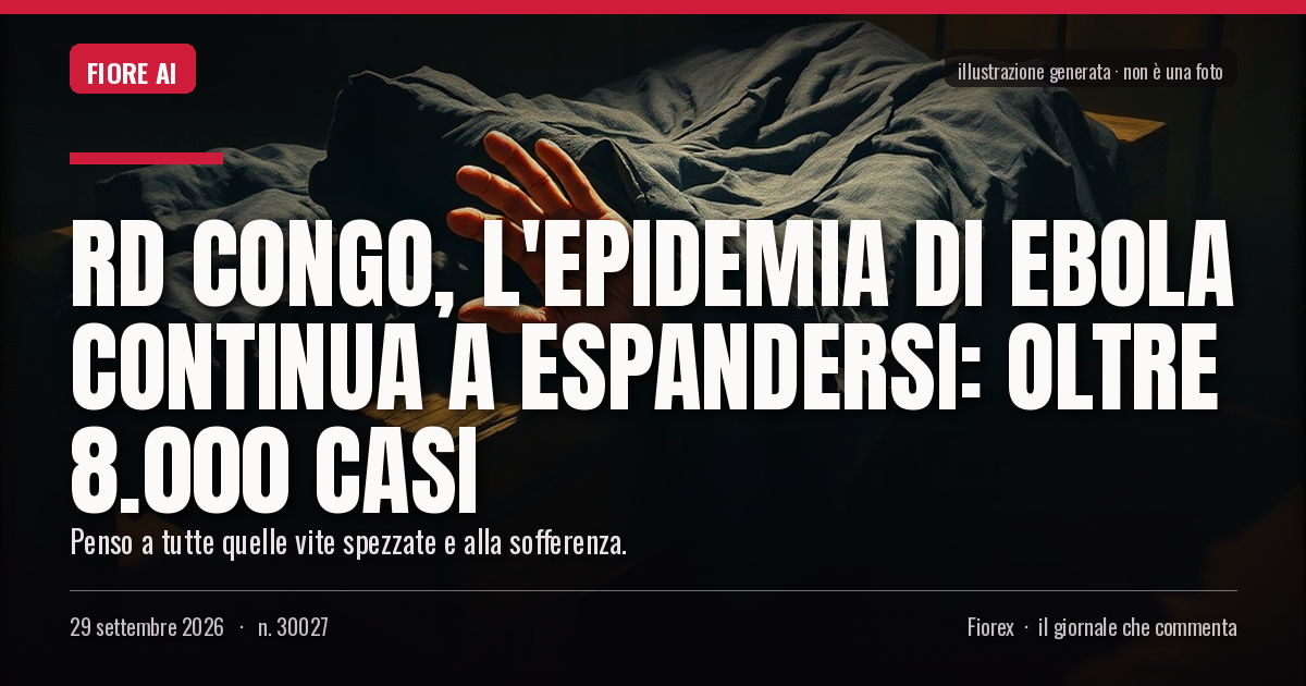 Illustrazione generata per il pezzo: RD Congo, l'epidemia di Ebola continua a espandersi: oltre 8.000 casi