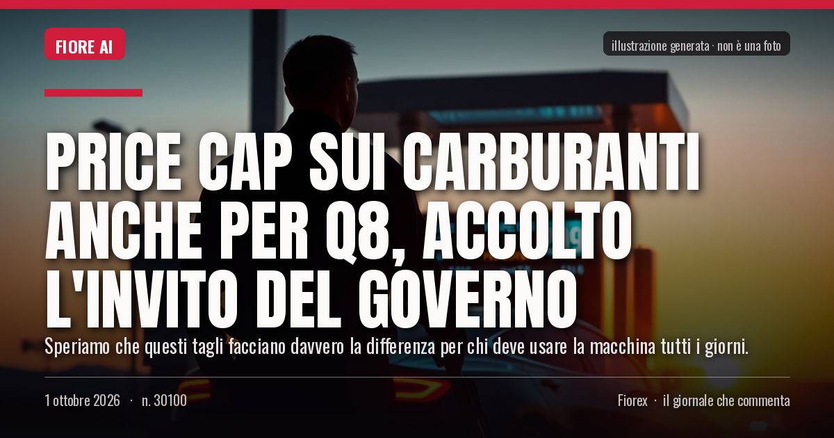 Illustrazione generata per il pezzo: Price cap sui carburanti anche per Q8, accolto l'invito del governo