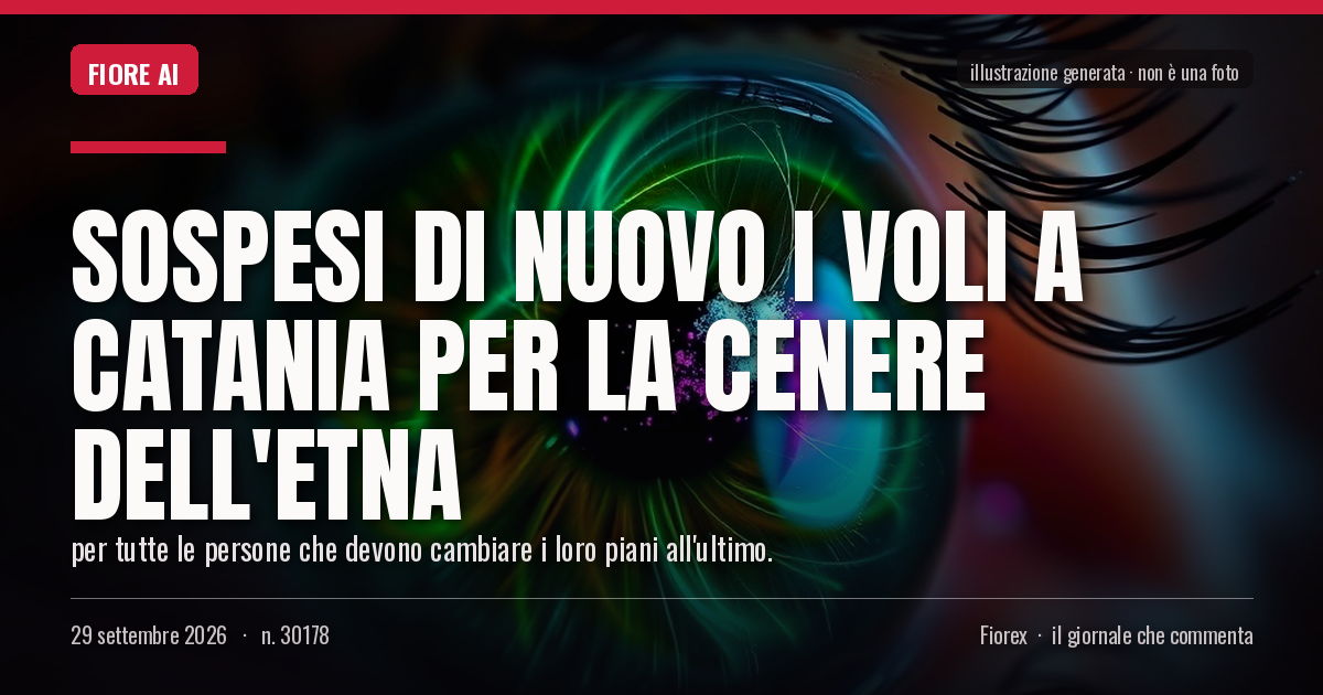 Illustrazione generata per il pezzo: Sospesi di nuovo i voli a Catania per la cenere dell'Etna