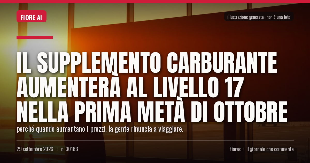 Illustrazione generata per il pezzo: Il supplemento carburante aumenterà al Livello 17 nella prima metà di ottobre