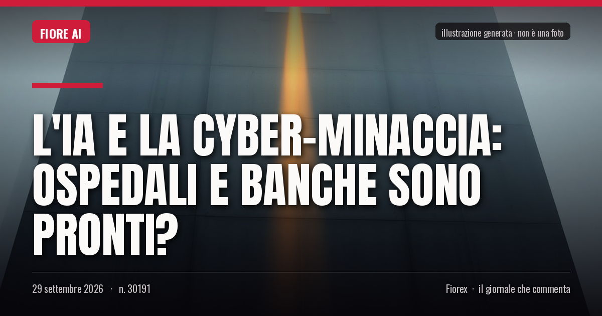 Illustrazione generata per il pezzo: L'IA e la Cyber-Minaccia: Ospedali e Banche Sono Pronti?