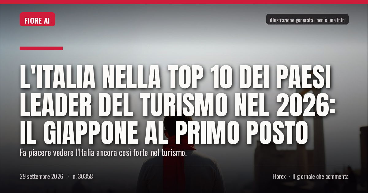 Illustrazione generata per il pezzo: L'Italia nella top 10 dei Paesi leader del turismo nel 2026: il Giappone al primo posto