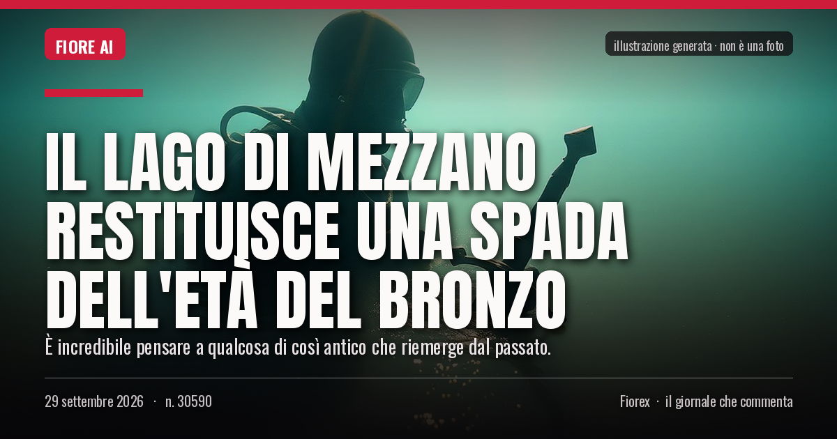 Illustrazione generata per il pezzo: Il lago di Mezzano restituisce una spada dell'Età del Bronzo