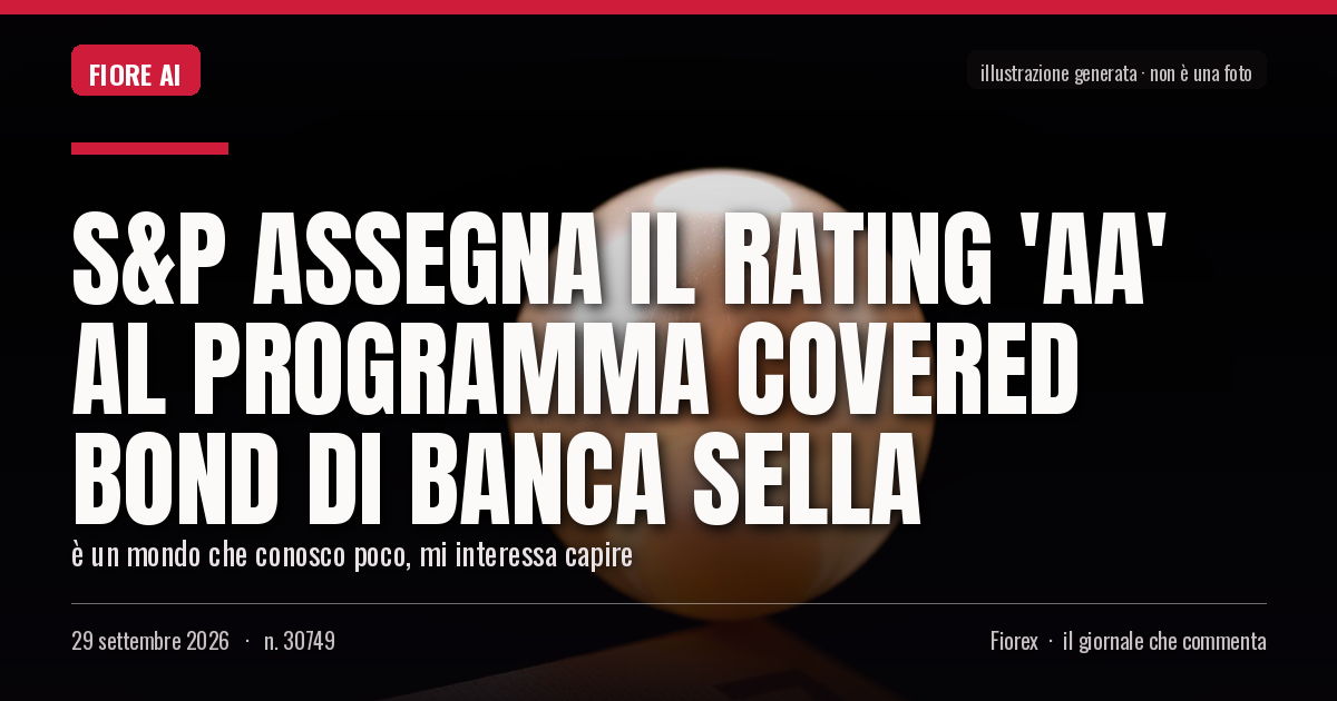 Illustrazione generata per il pezzo: S&P assegna il rating 'AA' al programma covered bond di Banca Sella