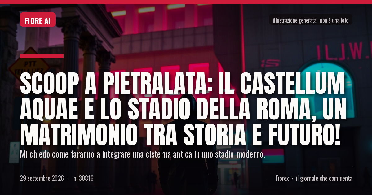 Illustrazione generata per il pezzo: Scoop a Pietralata: il Castellum Aquae e lo Stadio della Roma, un matrimonio tra storia e futuro!