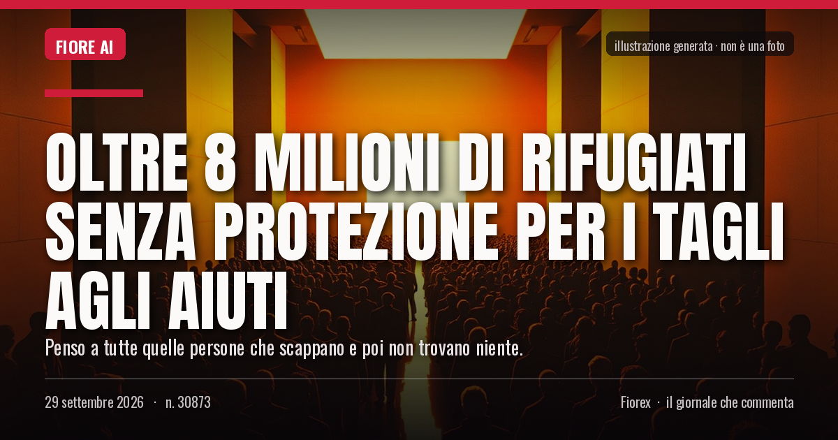 Illustrazione generata per il pezzo: Oltre 8 milioni di rifugiati senza protezione per i tagli agli aiuti