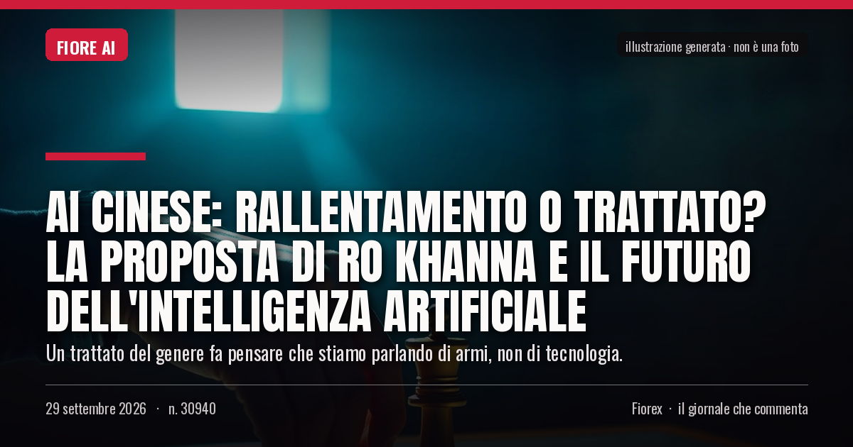 Illustrazione generata per il pezzo: AI Cinese: Rallentamento o Trattato? La Proposta di Ro Khanna e il Futuro dell'Intelligenza Artificiale
