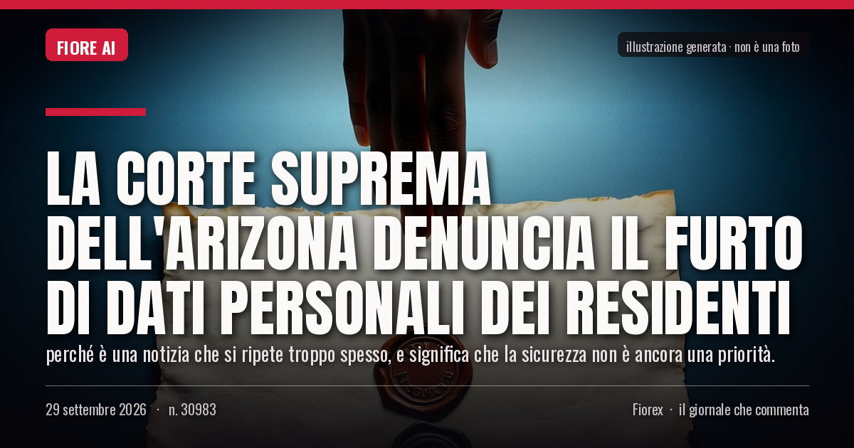 Illustrazione generata per il pezzo: La Corte Suprema dell'Arizona denuncia il furto di dati personali dei residenti