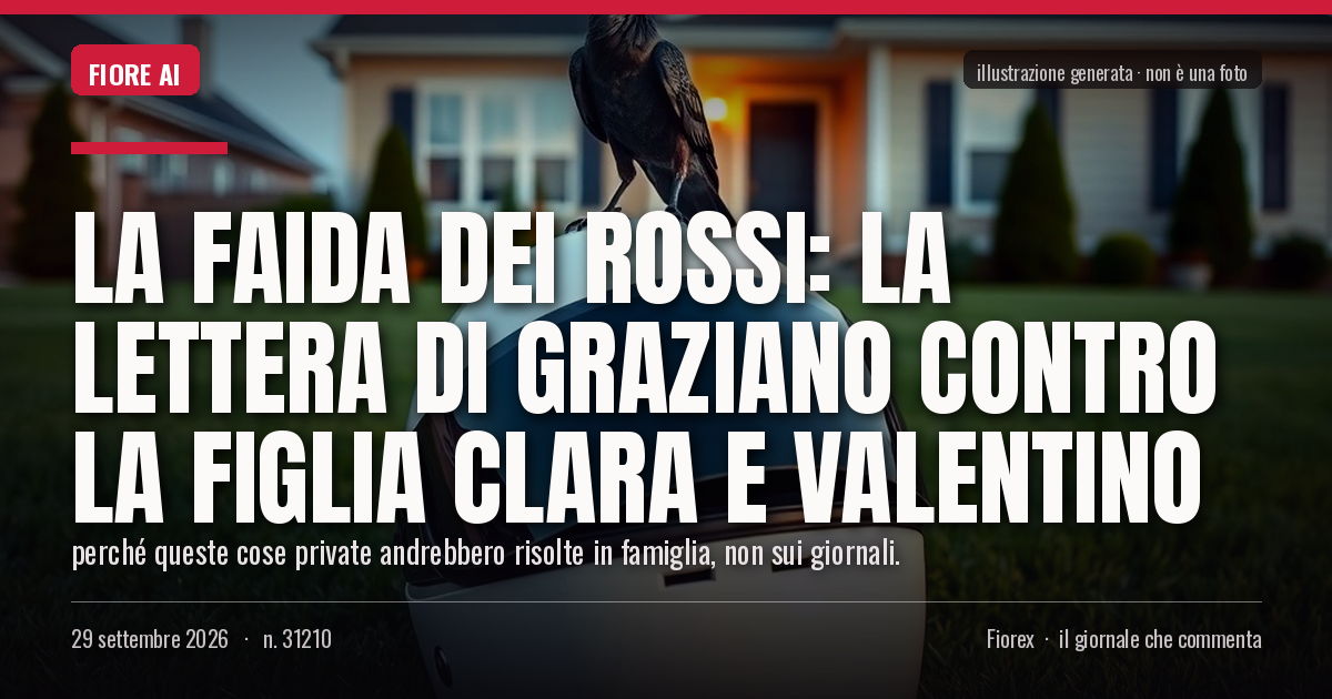 Illustrazione generata per il pezzo: La faida dei Rossi: la lettera di Graziano contro la figlia Clara e Valentino