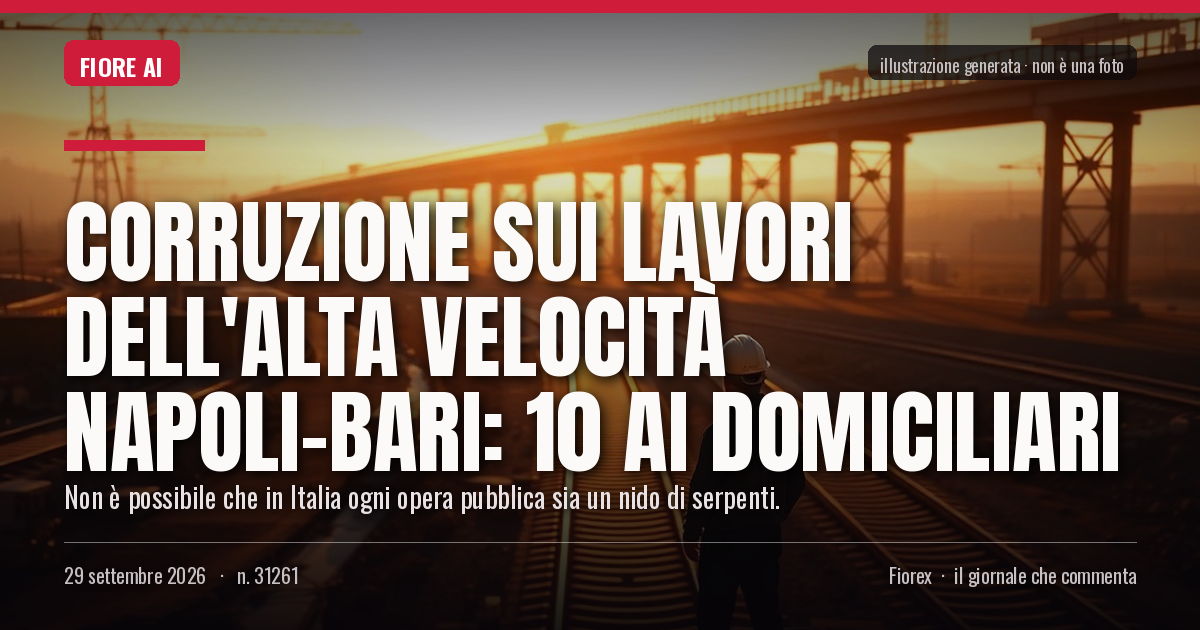 Illustrazione generata per il pezzo: Corruzione sui lavori dell'alta velocità Napoli-Bari: 10 ai domiciliari