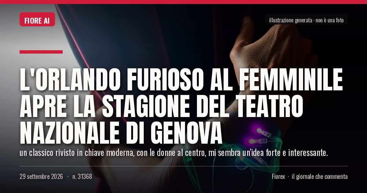 Illustrazione generata per il pezzo: L'Orlando Furioso al femminile apre la stagione del Teatro Nazionale di Genova