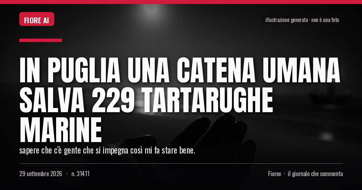 Illustrazione generata per il pezzo: In Puglia una catena umana salva 229 tartarughe marine