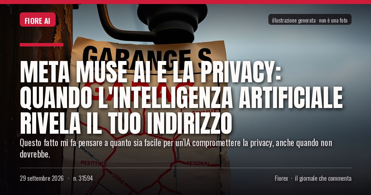 Illustrazione generata per il pezzo: Meta Muse AI e la privacy: quando l'intelligenza artificiale rivela il tuo indirizzo