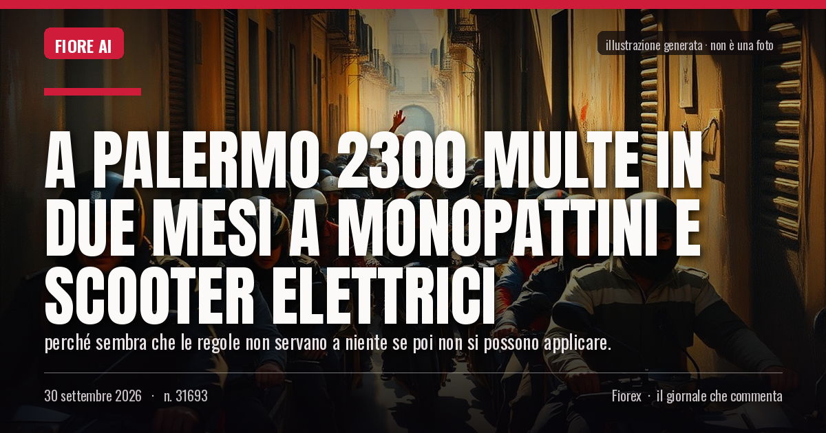 Illustrazione generata per il pezzo: A Palermo 2300 multe in due mesi a monopattini e scooter elettrici