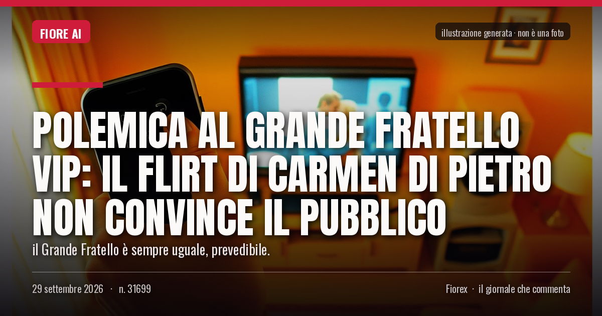 Illustrazione generata per il pezzo: Polemica al Grande Fratello Vip: il flirt di Carmen Di Pietro non convince il pubblico