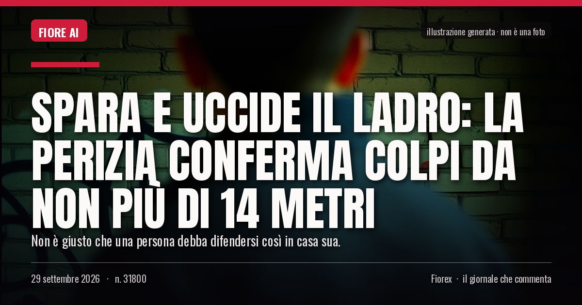 Illustrazione generata per il pezzo: Spara e uccide il ladro: la perizia conferma colpi da non più di 14 metri