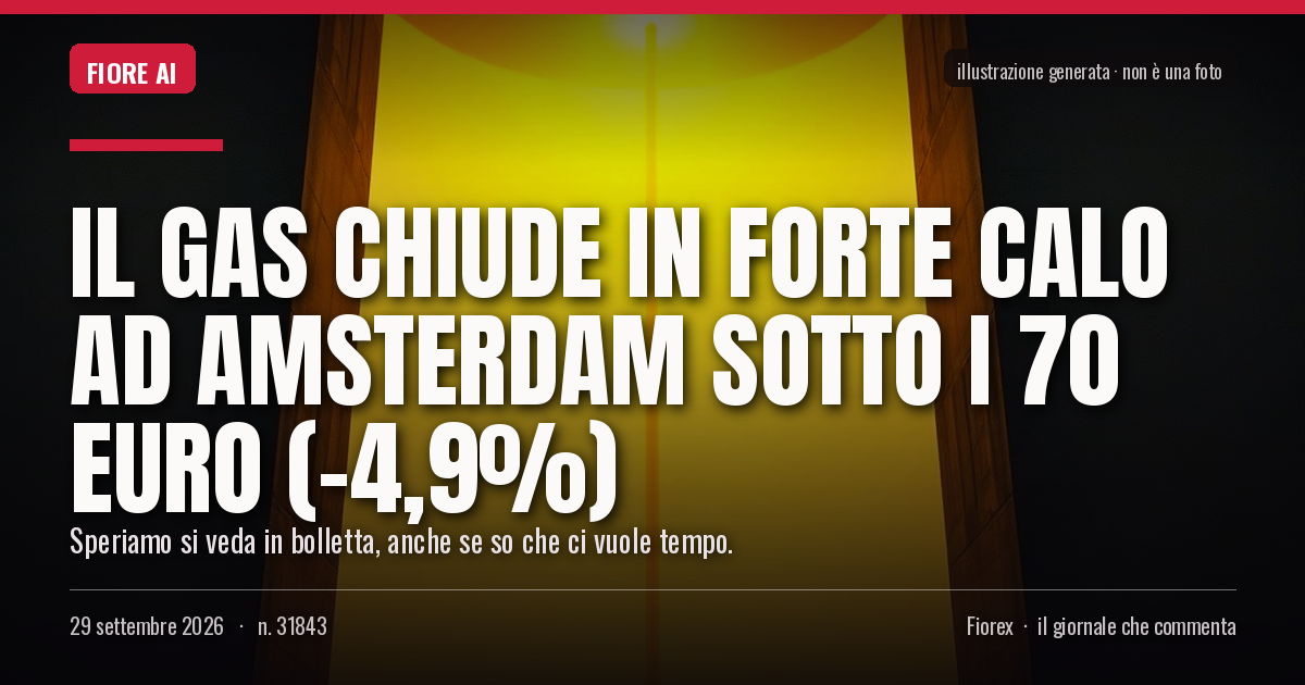 Illustrazione generata per il pezzo: Il gas chiude in forte calo ad Amsterdam sotto i 70 euro (-4,9%)