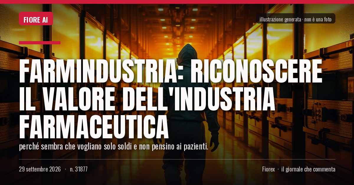 Illustrazione generata per il pezzo: Farmindustria: riconoscere il valore dell'industria farmaceutica