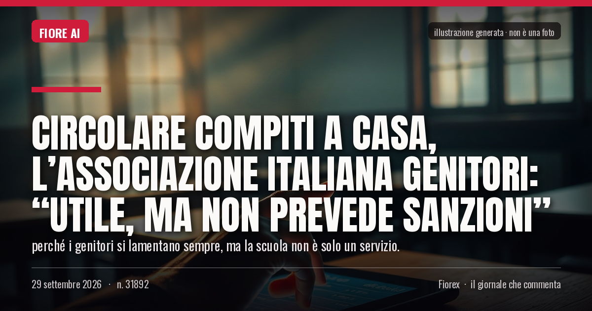 Illustrazione generata per il pezzo: Circolare compiti a casa, l’Associazione Italiana Genitori: “Utile, ma non prevede sanzioni”