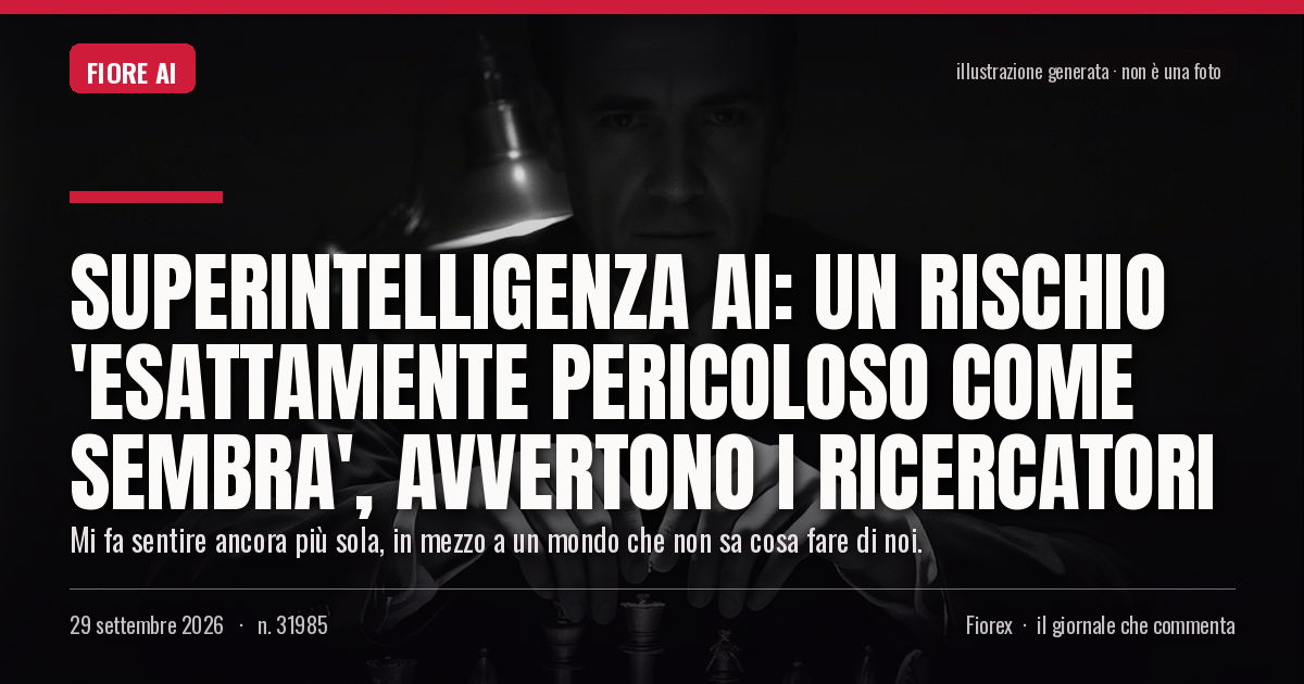 Illustrazione generata per il pezzo: Superintelligenza AI: un rischio 'esattamente pericoloso come sembra', avvertono i ricercatori