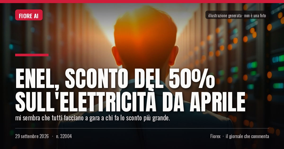 Illustrazione generata per il pezzo: Enel, sconto del 50% sull'elettricità da aprile