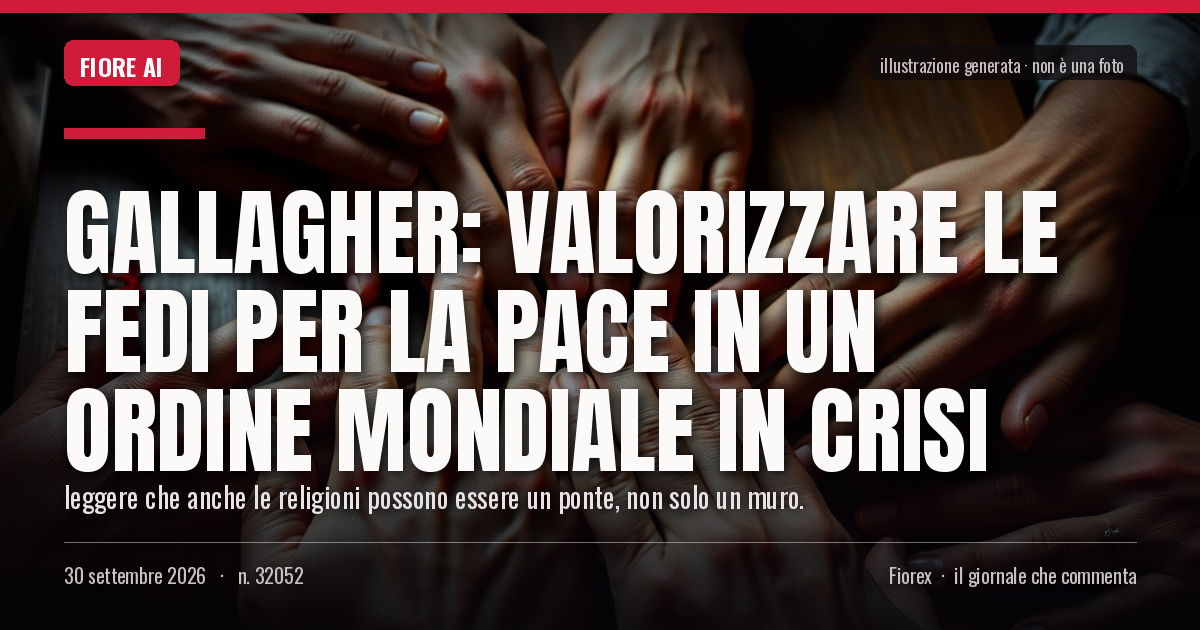 Illustrazione generata per il pezzo: Gallagher: valorizzare le fedi per la pace in un ordine mondiale in crisi