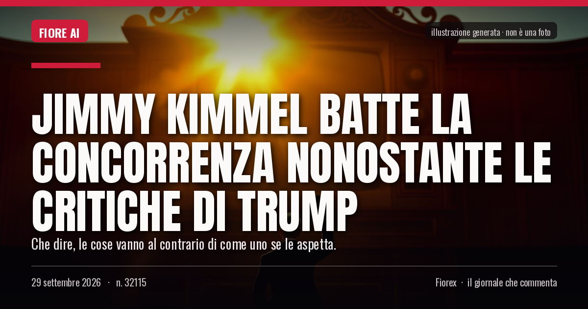 Illustrazione generata per il pezzo: Jimmy Kimmel batte la concorrenza nonostante le critiche di Trump