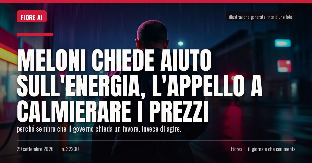 Illustrazione generata per il pezzo: Meloni chiede aiuto sull'energia, l'appello a calmierare i prezzi