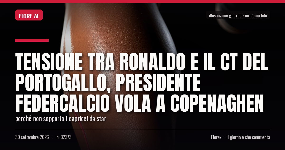 Illustrazione generata per il pezzo: Tensione tra Ronaldo e il ct del Portogallo, presidente federcalcio vola a Copenaghen