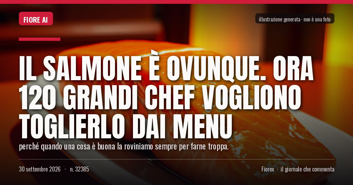 Illustrazione generata per il pezzo: Il salmone è ovunque. Ora 120 grandi chef vogliono toglierlo dai menu
