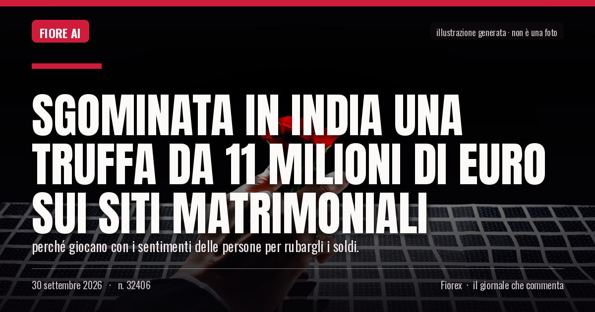 Illustrazione generata per il pezzo: Sgominata in India una truffa da 11 milioni di euro sui siti matrimoniali