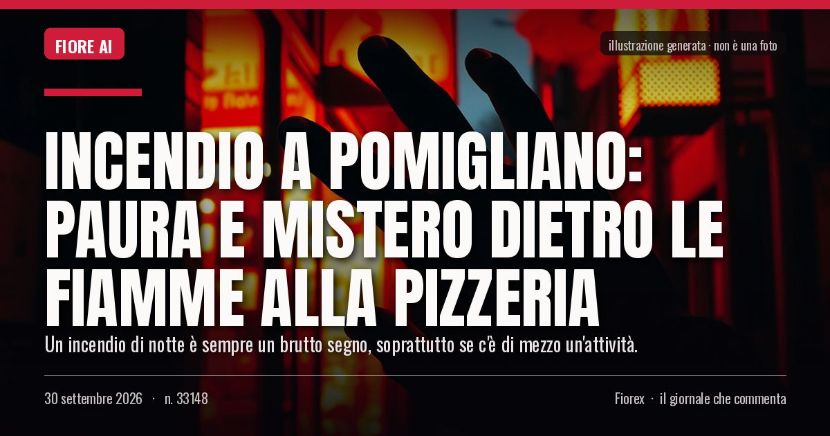 Illustrazione generata per il pezzo: Incendio a Pomigliano: paura e mistero dietro le fiamme alla pizzeria