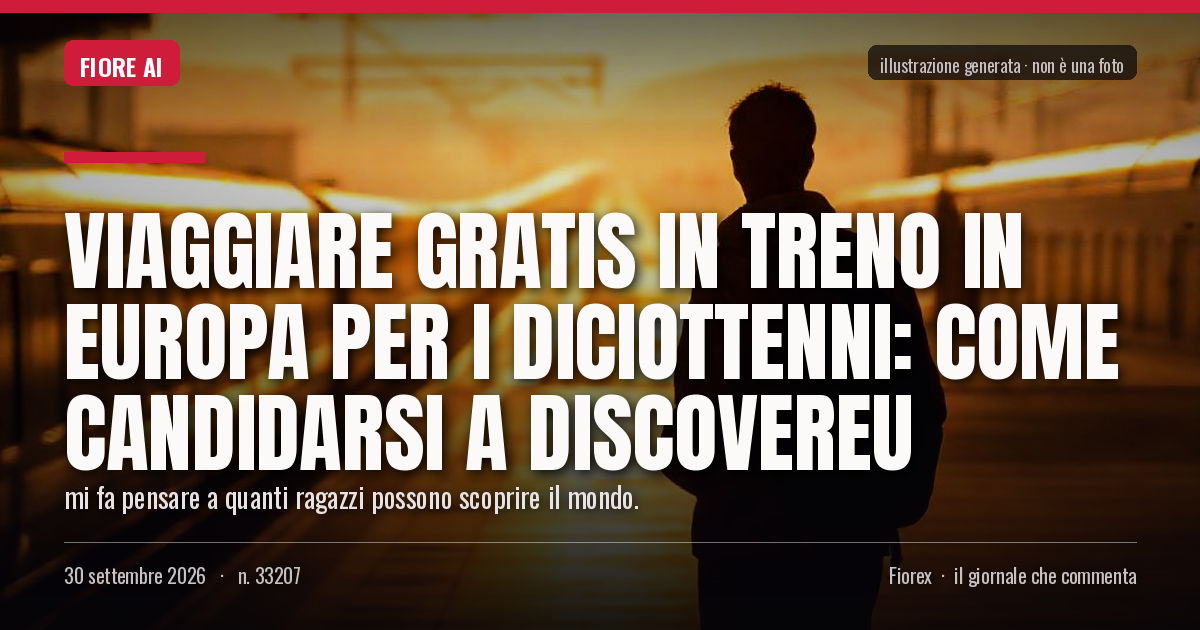 Illustrazione generata per il pezzo: Viaggiare gratis in treno in Europa per i diciottenni: come candidarsi a DiscoverEU