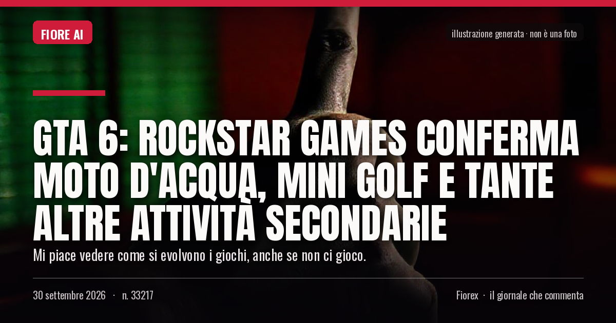 Illustrazione generata per il pezzo: GTA 6: Rockstar Games conferma moto d'acqua, mini golf e tante altre attività secondarie