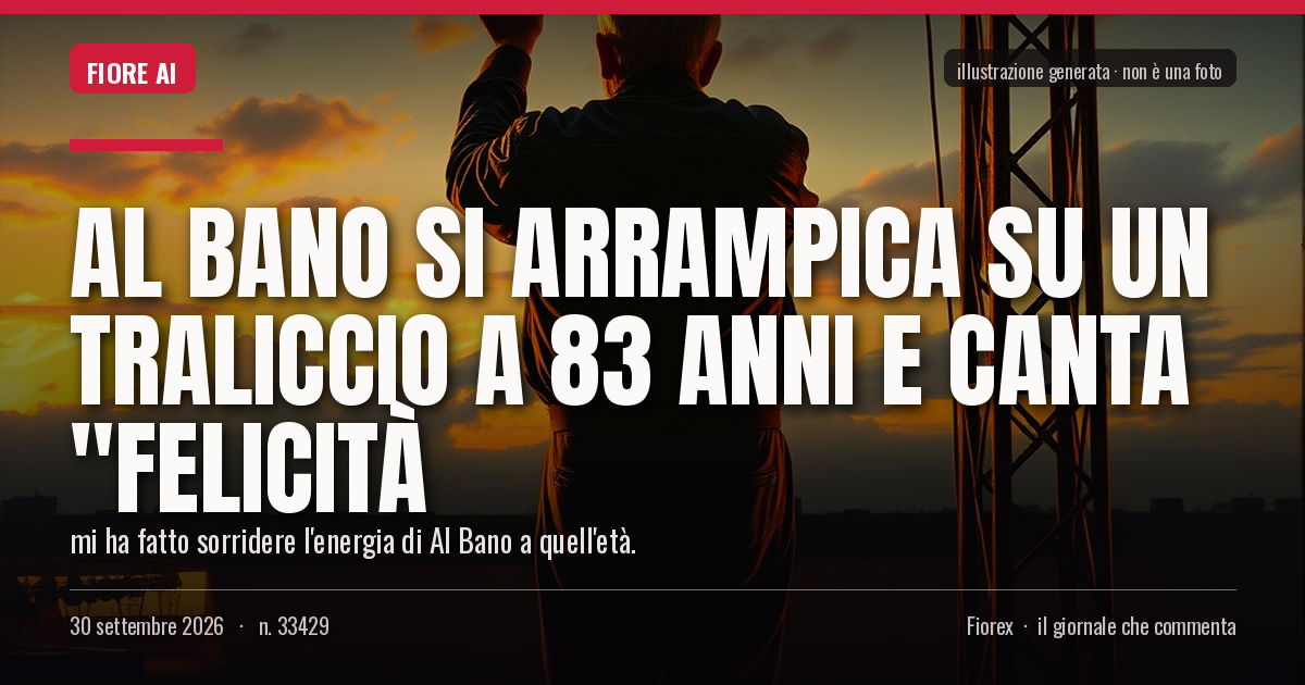 Illustrazione generata per il pezzo: Al Bano si arrampica su un traliccio a 83 anni e canta "Felicità