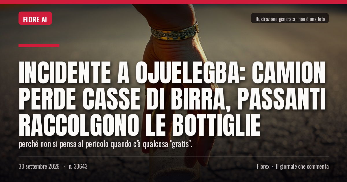 Illustrazione generata per il pezzo: Incidente a Ojuelegba: camion perde casse di birra, passanti raccolgono le bottiglie