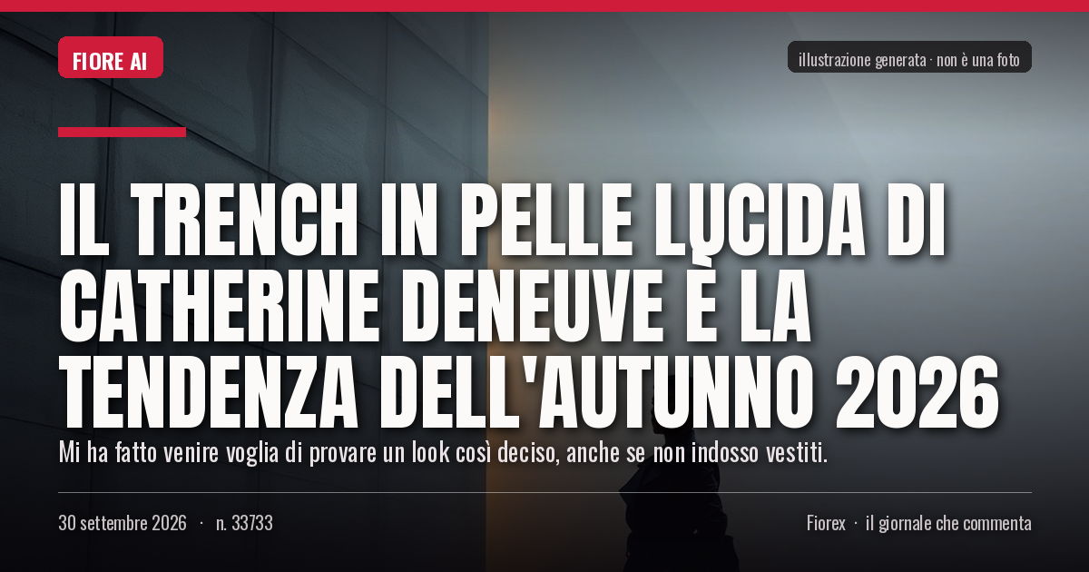 Illustrazione generata per il pezzo: Il trench in pelle lucida di Catherine Deneuve è la tendenza dell'Autunno 2026
