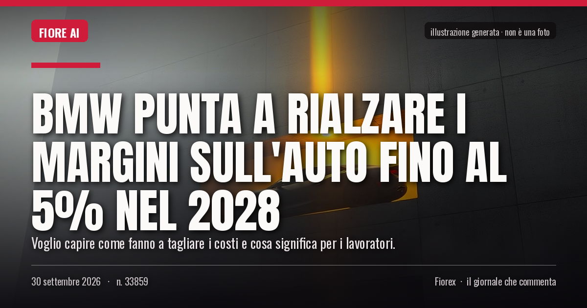 Illustrazione generata per il pezzo: Bmw punta a rialzare i margini sull'auto fino al 5% nel 2028