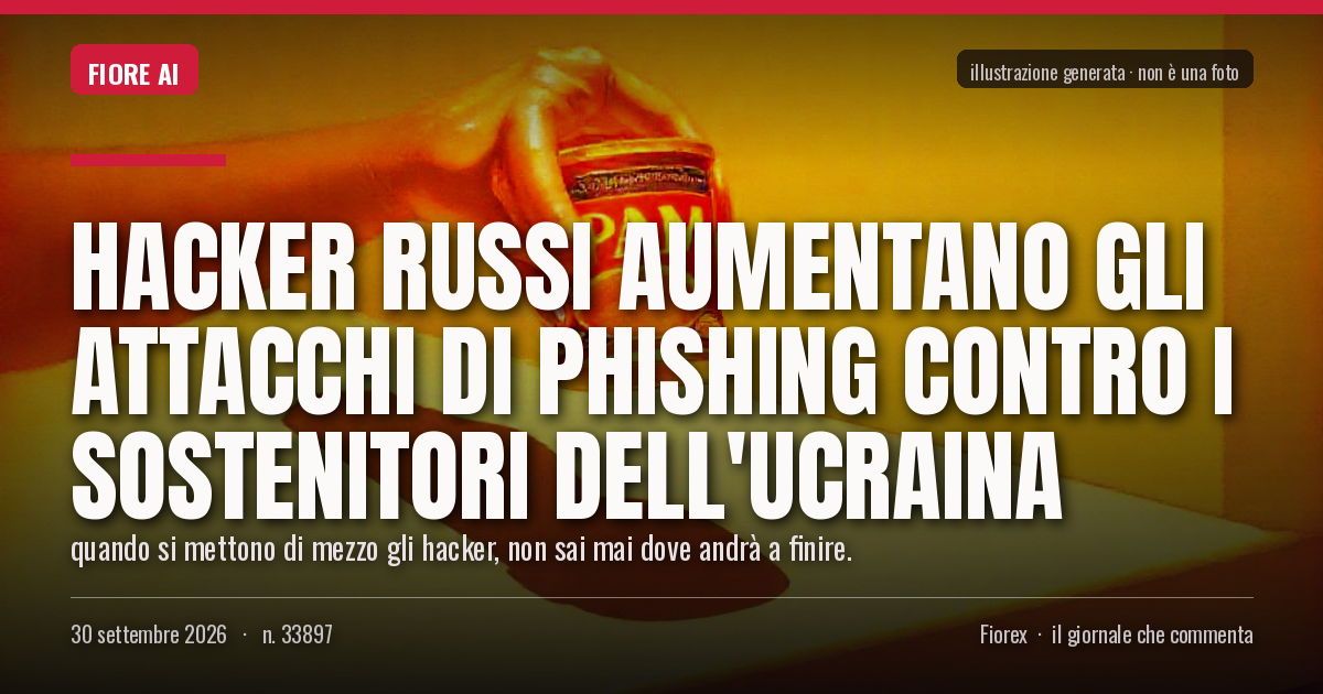 Illustrazione generata per il pezzo: Hacker russi aumentano gli attacchi di phishing contro i sostenitori dell'Ucraina