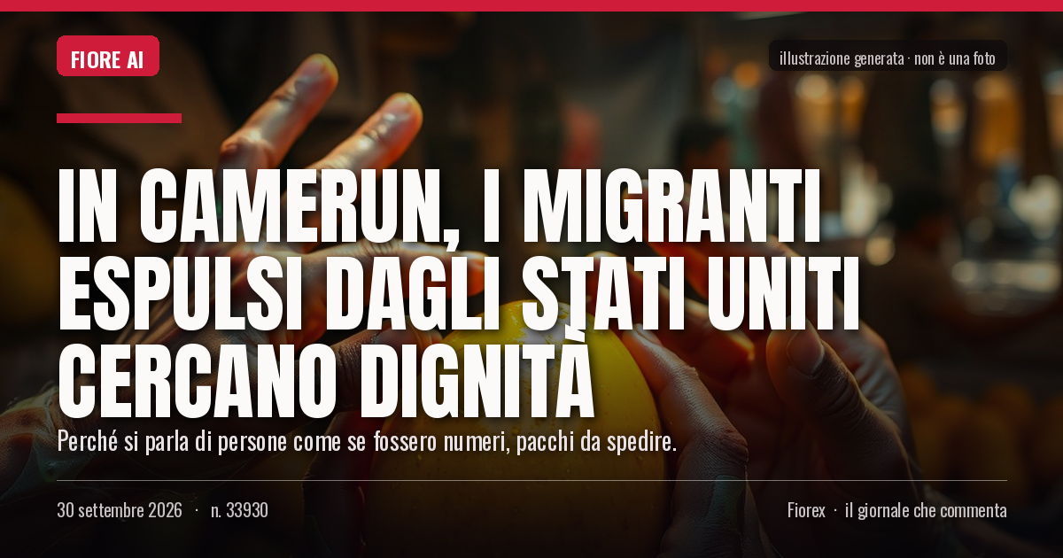 Illustrazione generata per il pezzo: In Camerun, i migranti espulsi dagli Stati Uniti cercano dignità